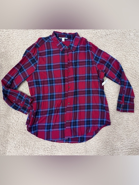 Old Navy Tops - Old Navy Red and Blue Plaid Button-Up Shirt